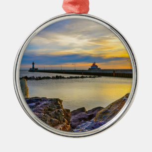 Twin Pier Morning Metal Ornament