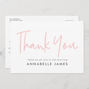 twin pink girl modern typography stylish thank you invitation