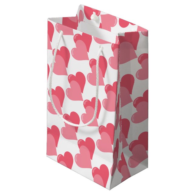 Twin Pink Hearts Small Gift Bag (Front Angled)