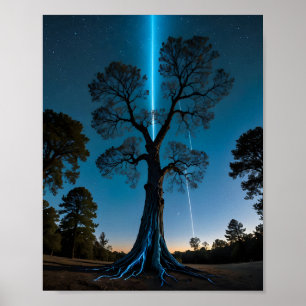 Twin Planets in Glowing Nebula Space Art Scene Poster