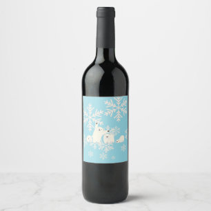 Twin Polar Bears Baby Shower Wine Label