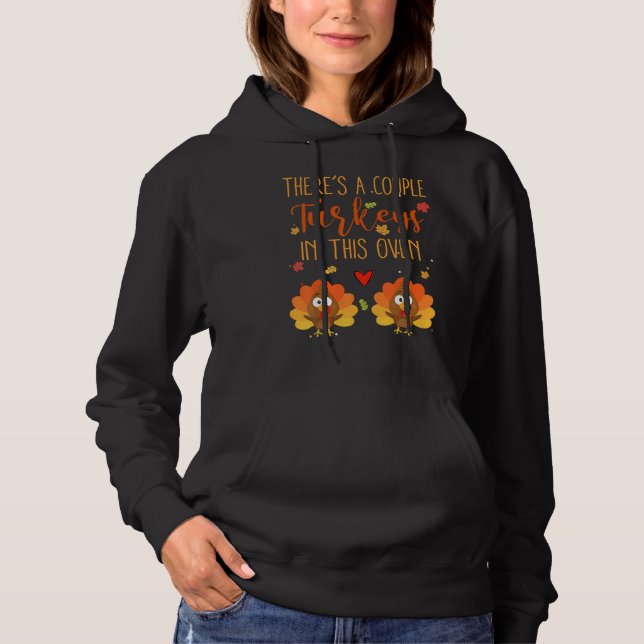 Twin Pregnancy Announcement Baby Reveal Thanksgivi Hoodie (Front)