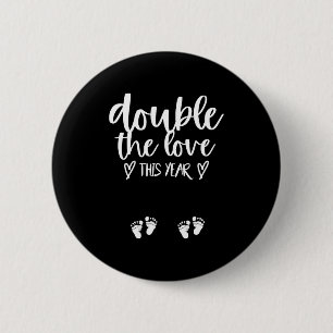 Twin Pregnancy Valentines Day Baby Announcement  6 Cm Round Badge