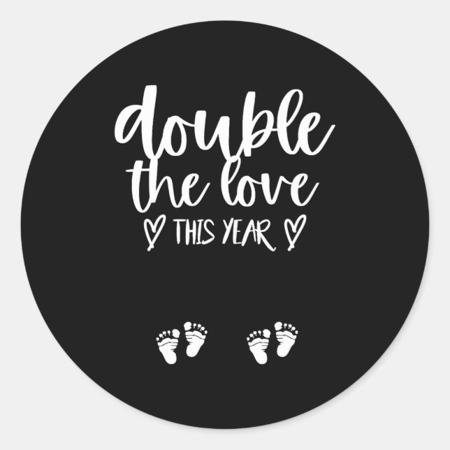 Twin Pregnancy Valentines Day Baby Announcement  Classic Round Sticker (Front)