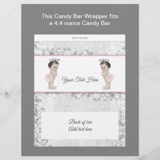Twin Princess Baby Shower Candy Bar Wrapper