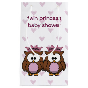 twin princess owl  baby shower gift bag