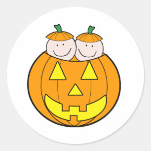 Twin Pumpkin Babies Graphic Classic Round Sticker