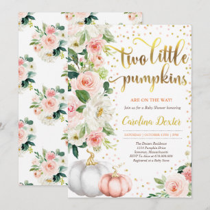 Twin Pumpkin Baby Shower Invitation Pink And Gold