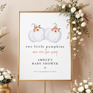 Twin Pumpkin Baby Shower Welcome Poster
