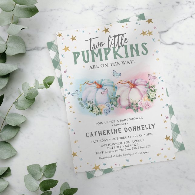 Twin Pumpkin Boy Girl Baby Shower Invitation (Creator Uploaded)