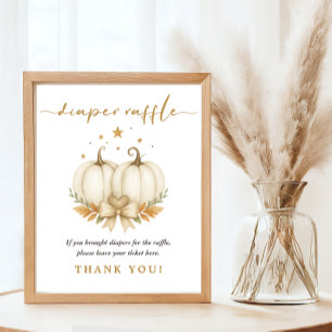Twin Pumpkin Fall Baby Shower Diaper Raffle Sign