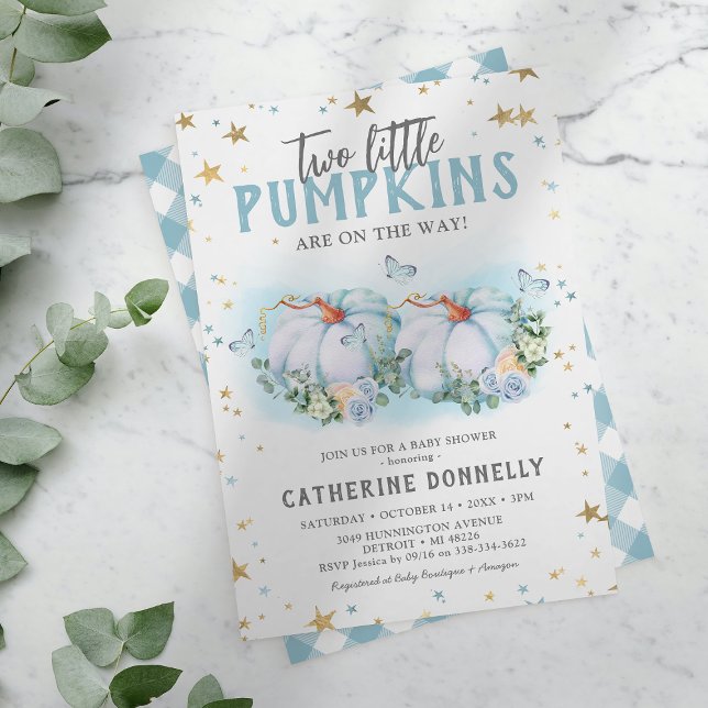 Twin Pumpkins Boy Baby Shower Invitation (Creator Uploaded)