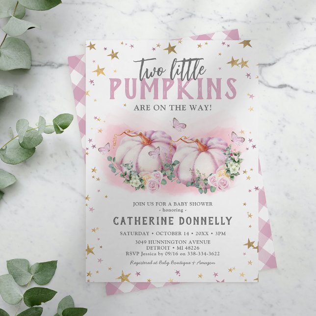 Twin Pumpkins Girl Baby Shower Invitation (Creator Uploaded)