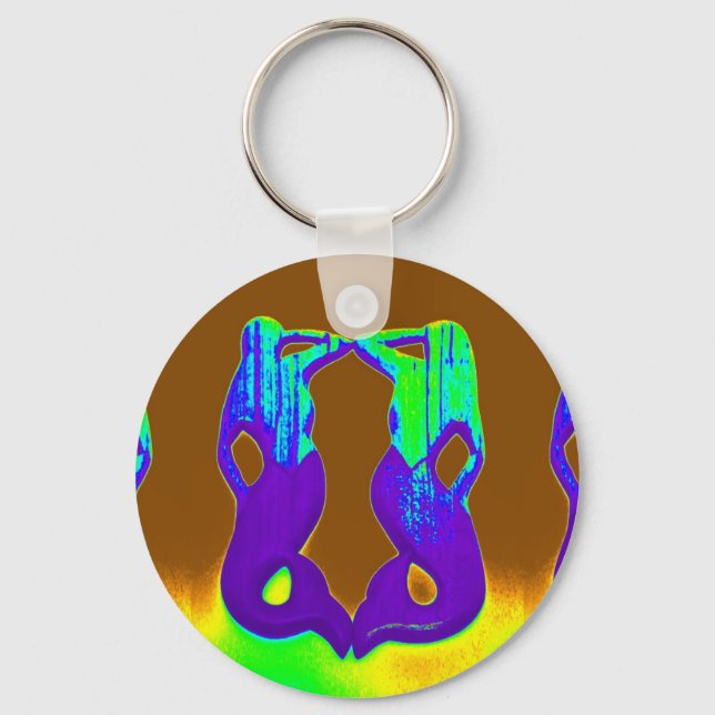twin purple seaward gazing mermaids key ring (Front)