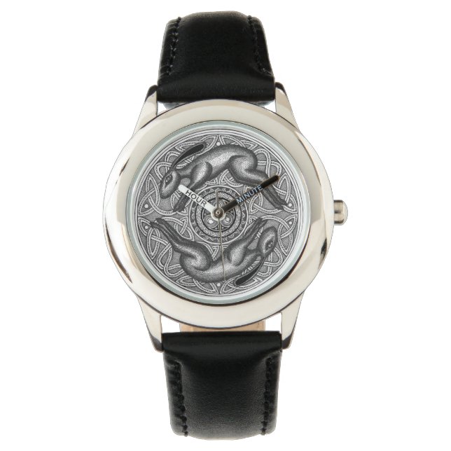 Twin Running Hares Time Piece Watch (Front)
