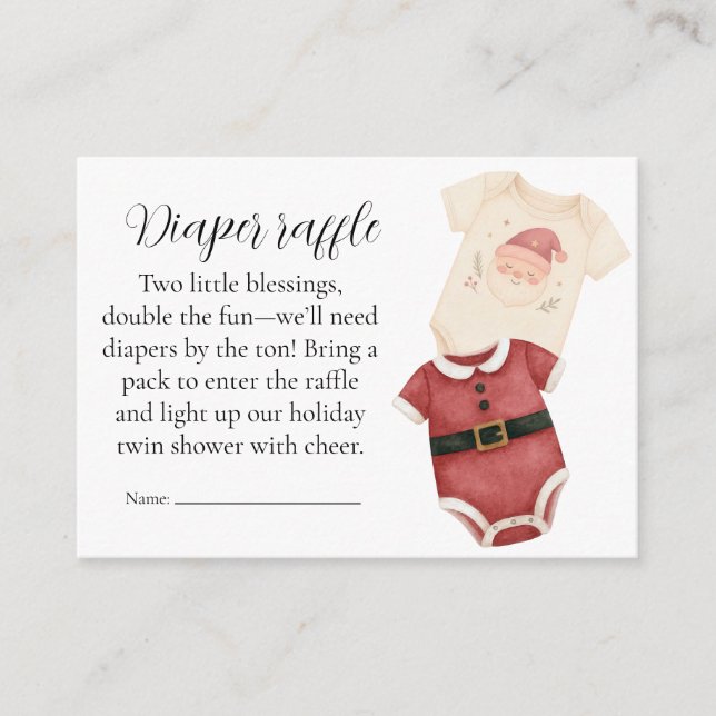 Twin Santa Babies Diaper Raffle Card (Front)