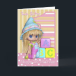 Twin Sister 1st Birthday Card With Cute Girl<br><div class="desc">Twin Sister 1st Birthday Card With Cute Little Girl And Blocks</div>