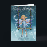 Twin Sister Happy Birthday cute fairy on swing Card<br><div class="desc">Sweet Little Fairy On Her Beautiful Floral Swing</div>