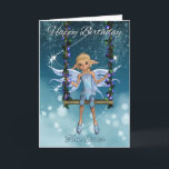 Twin Sister Happy Birthday cute fairy on swing Card<br><div class="desc">Sweet Little Fairy On Her Beautiful Floral Swing</div>