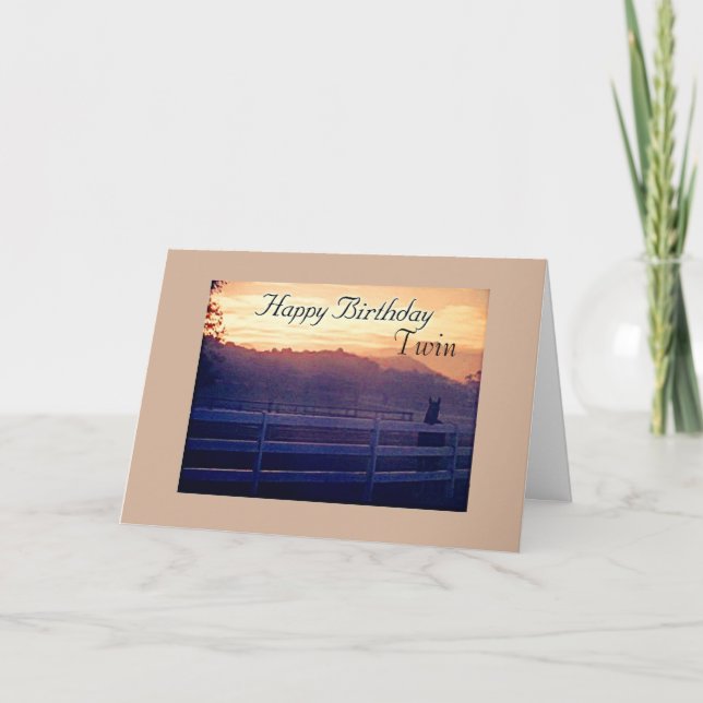 TWIN SISTER HAPPY BIRTHDAY=HORSE LOVER'S BIRTHDAY CARD (Front)