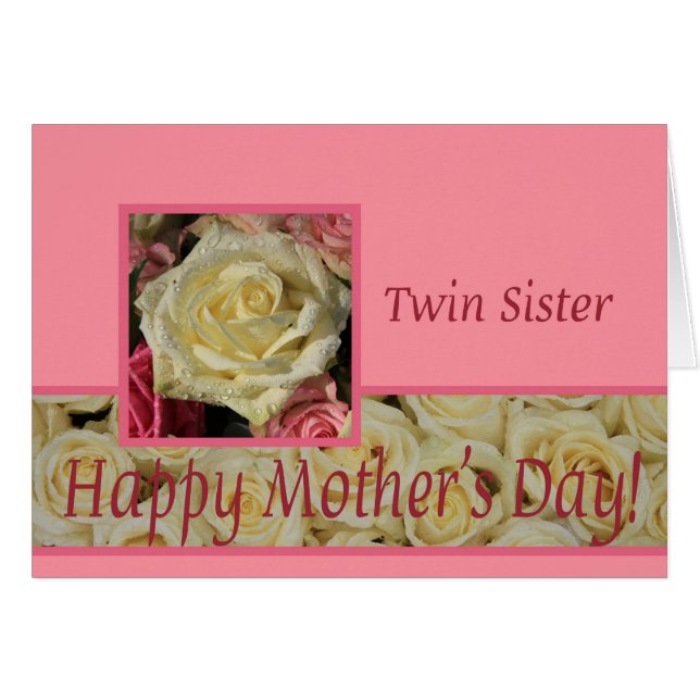 Twin Sister  Happy Mother's Day rose card (Front Horizontal)