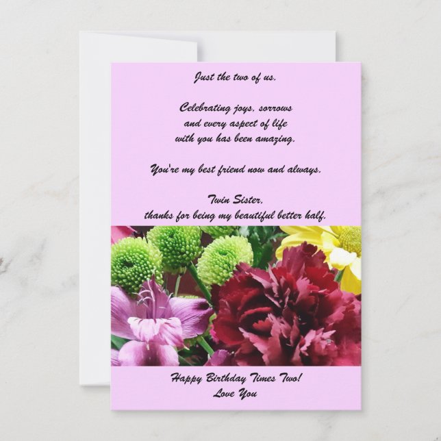 Twin Sisters Birthday Flat Greeting Card (Front)