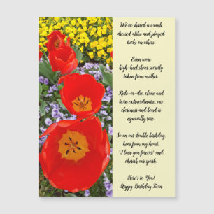 Twin Sisters Birthday Magnetic Greeting Card