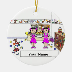 Twin Sisters Ceramic Ornament