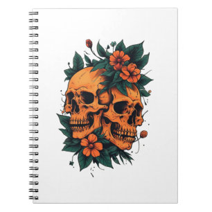 Twin Skulls Floral Gothic Notebook