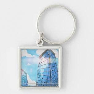 Twin Skyscrapers Key Ring