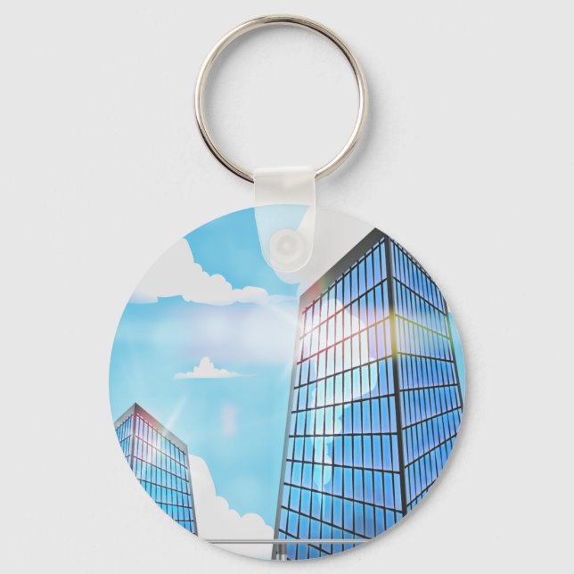 Twin Skyscrapers Key Ring (Front)