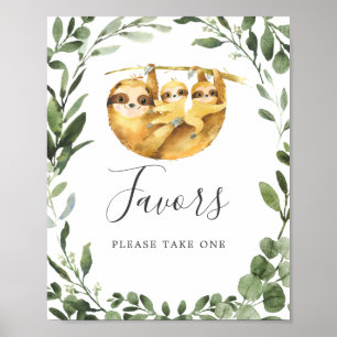 Twin Sloths Baby Shower Favours Sign