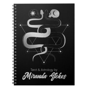 Twin Snakes & Skulls Black & Silver Trendy Gothic Notebook