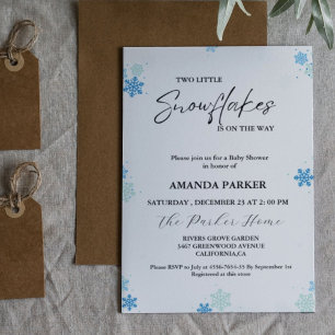 Twin Snowflake Baby Shower Winter Baby Shower Invitation