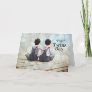 Twin Sons Twins Day Boys on a Dock Nautical Theme Card