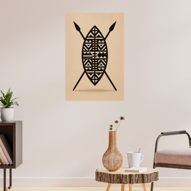 "Twin Spears | Traditional African Weapon Wall Art (Living Room 3)