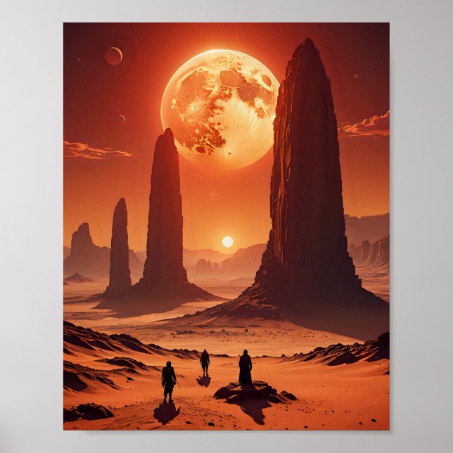 Twin Suns over Desert Planet Poster (Front)