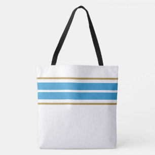 Twin Teal Blue Top Racing Stripes On Summer White Tote Bag