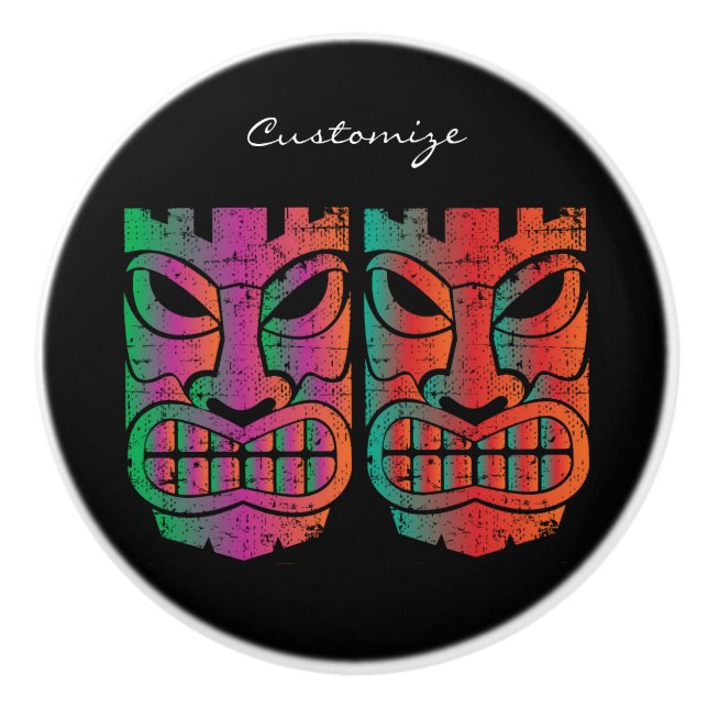 Twin Tiki Sculpture Thunder_Cove Ceramic Knob (Front)