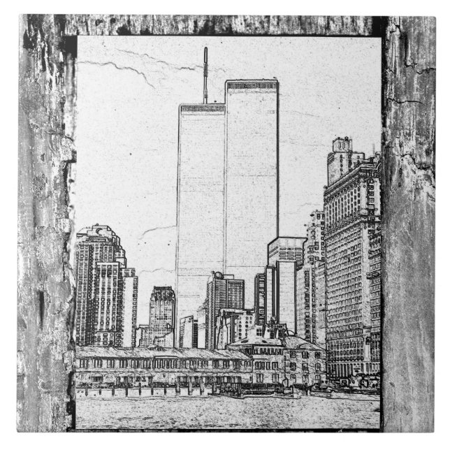 Twin Towers Ceramic Tile (Front)
