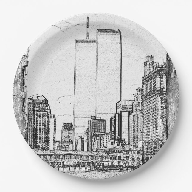 Twin Towers Paper Plate (Front)