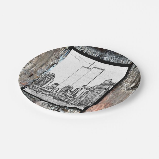 Twin Towers Paper Plate (Angled)