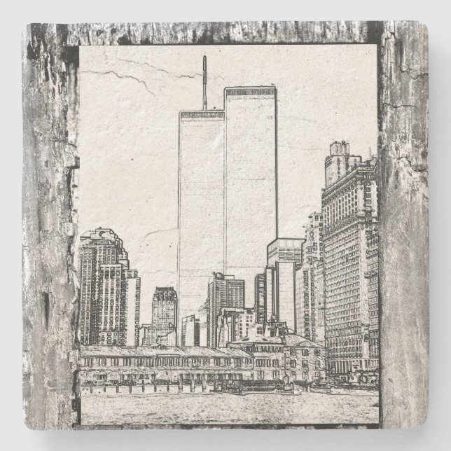 Twin Towers Stone Coaster (Front)