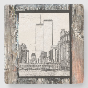 Twin Towers Stone Coaster