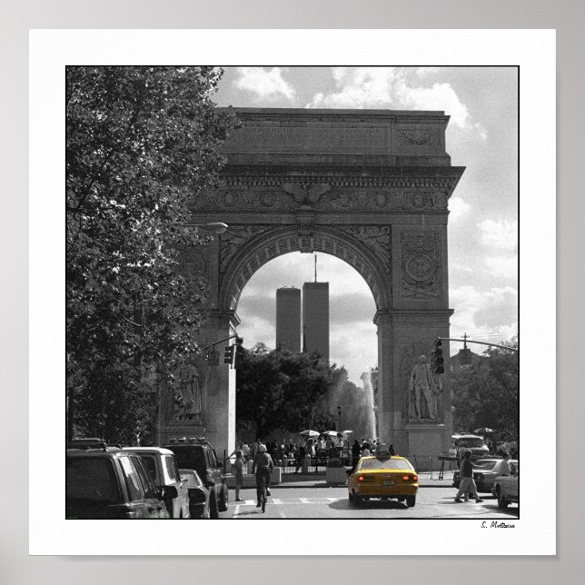 Twin Towers through Washington Square Poster (Front)