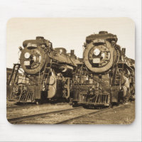 Twin Train Engines Vintage Locomotives Railroad