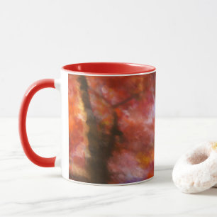 Twin Trees Late In Autumn Yellow Leaves Painting M Mug