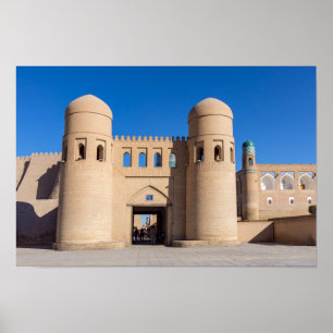 Twin-turreted West Gate - Khiva, Uzbekistan Poster
