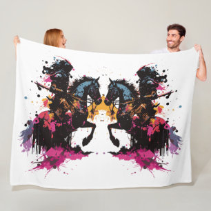 Twin Warrior Horse Fantasy Fleece Blanket
