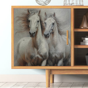Twin White Wild Horse Decoupage Tissue Paper